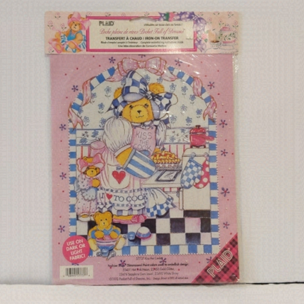 2/$20 Plaid iron on transfer bear cooking
